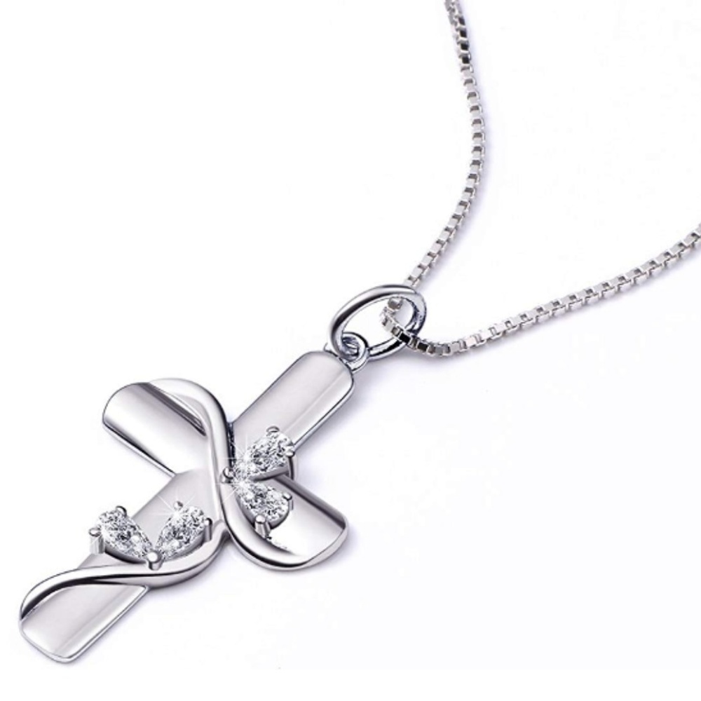 Kids Faith Hope Love Silver Cross Necklace